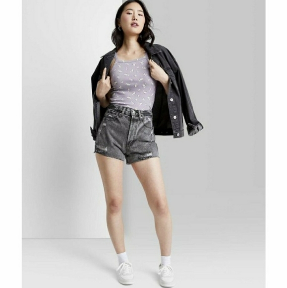 wild fable Pants - Wild Fable Gray Super-High Rise Jeans Short NWT